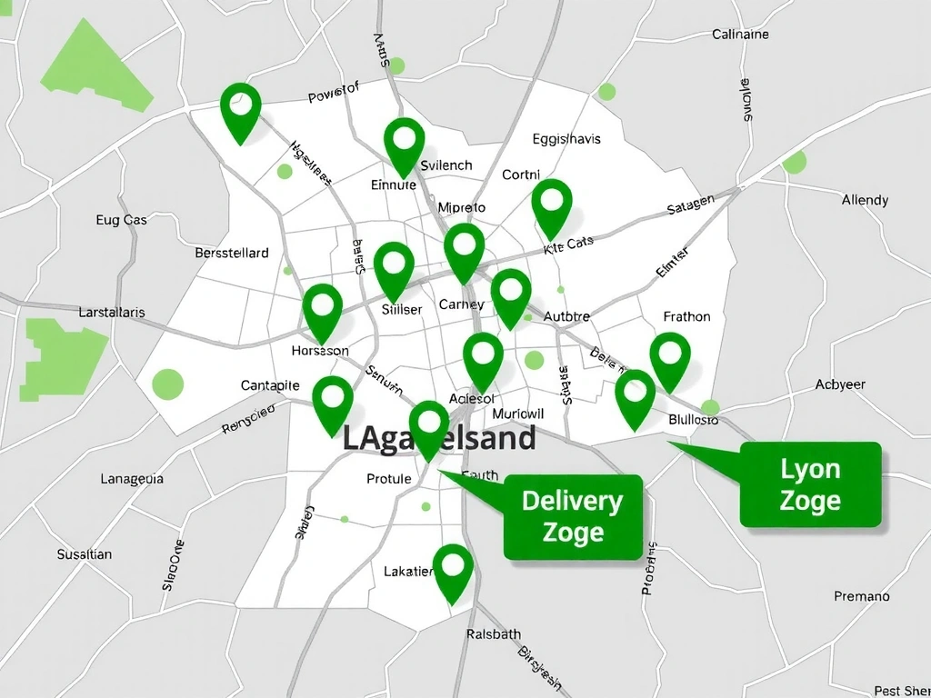 Carte illustrant les zones de livraison de Lyonchefcv
