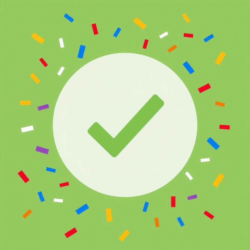 Confirmation de commande réussie avec icône de validation