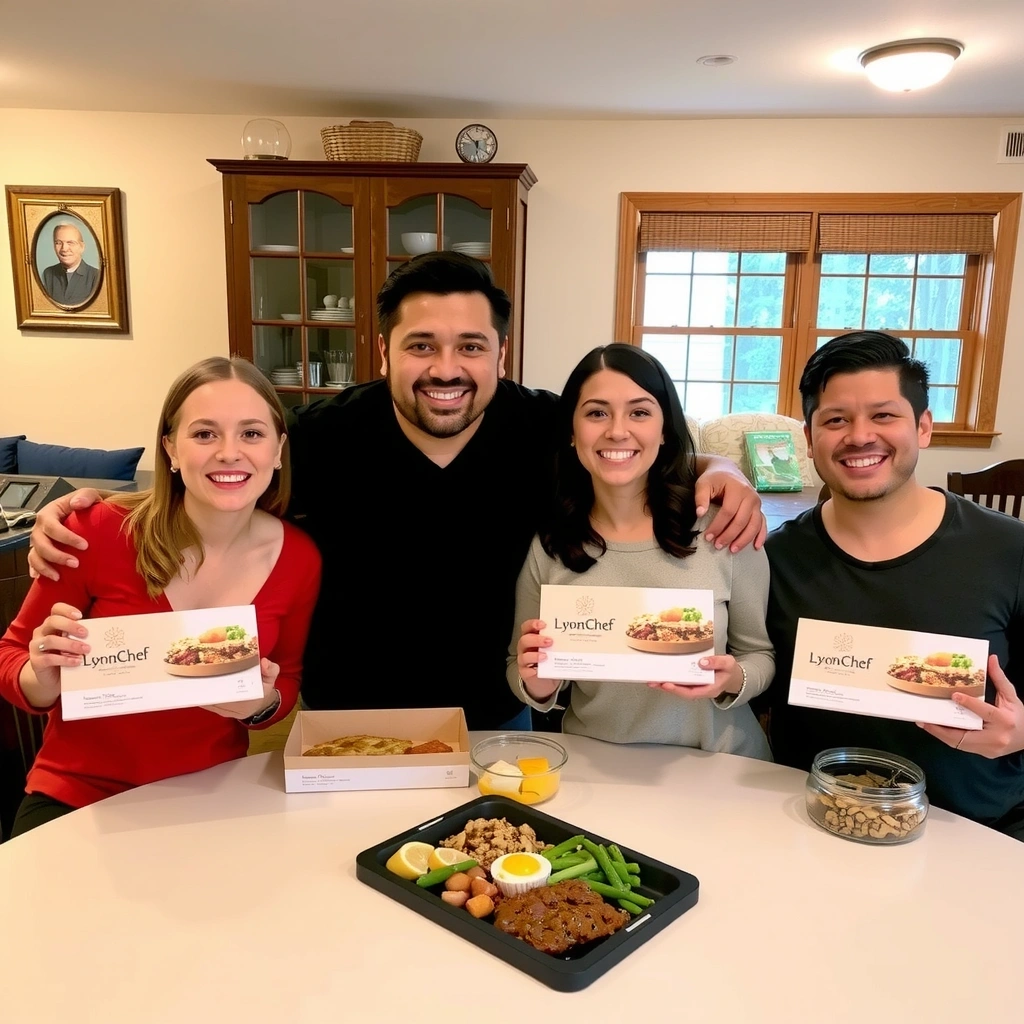 Famille heureuse avec produits Lyonchefcv